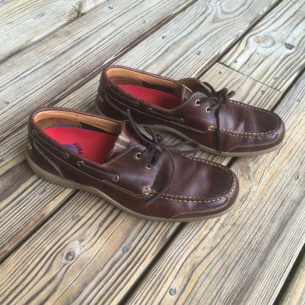 Cole Haan G Series Men's Size 9.5 M Brown Leather Lace Up  Loafers Boat Shoes Y